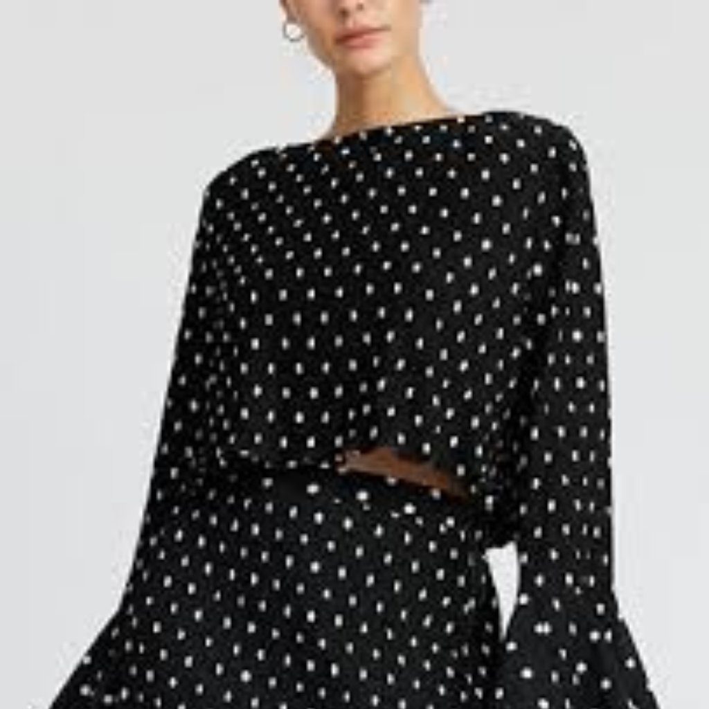 Nwt En Saison Darlene Polka-Dot Swing Top L